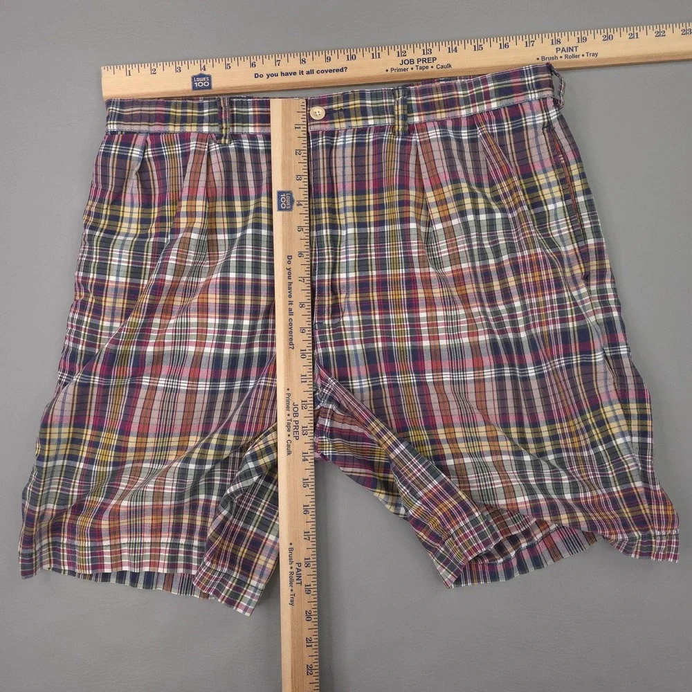Polo Ralph Lauren Shorts Mens 35 Tyler Multicolor Plaid‎ Pleated Chino Summer